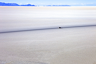 Salar de Uyuni is the largest salt flat in the world and is in South West Bolivia, Bolivia, South America