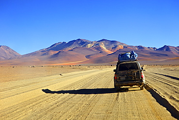 A 4x4 on the Southwest Circuit Tour, Rio Blanco, Bolivia, South America