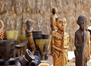 Carved souvenirs for sale, Chencha, Dorze, Ethiopia, Africa