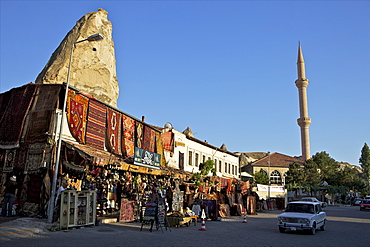 Fairy Chimneys and shop, Goreme, Cappadocia, Anatolia, Turkey, Asia Minor, Eurasia