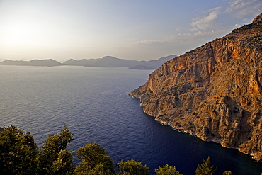 Aerial view of Butterfly Valley and the Lycia coastline, Lycian Way, near Fethiye, Oludeniz, Mediterranean, Turkey, Asia Minor, Eurasia