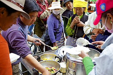 Food seller, Lhasa, Tibet, China, Asia