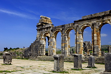 Roman archaeological site, Volubilis, UNESCO World Heritage Site, Meknes Region, Morocco, North Africa, Africa