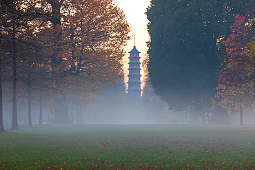 The Pagoda at twilight in Kew Gardens, UNESCO World Heritage Site, Kew, Greater London, England, United Kingdom, Europe