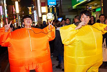 Two Japanese men at the Halloween celebrations in Shibuya, Tokyo, Japan, Asia