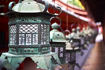 Bronze lanterns at Kasuga Grand shrine (Kasuga-taisha), UNESCO World Heritage Site, Nara Park, Nara, Honshu, Japan, Asia