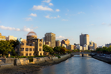 Atomic Bomb Dome (Genbaku Dome), UNESCO World Heritage Site, and the Motoyasu River in Hiroshima, Japan, Asia