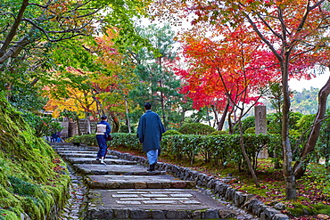 Path leading to the Adashino Nenbutsuji Temple in Arashiyama, Kyoto, Japan, Asia