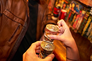 Drinking saki (sake) in Golden Gai, Tokyo, Japan, Asia