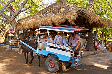 Horse carts (cidomos) used for transportation on the Gili Islands, Indonesia, Southeast Asia, Asia