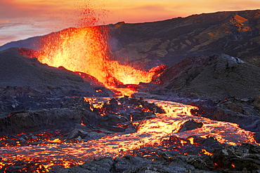 Piton de la Fournaise in activity, Volcano eruption 13 of september 2016, Reunion