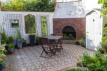 Dining area in a patio, autumn, Pas de Calais, France