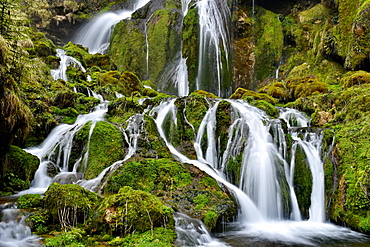 Mill Vermondans Waterfall in winter, Doubs, France