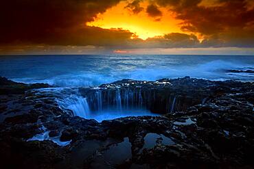 Sunrise on the Atlantic coast of Gran Canaria after the storm, Bufadera de la Garita, Gran Canaria, Spain