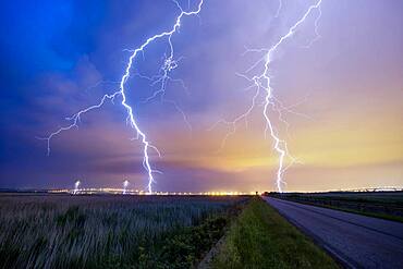 Thunderstorm over Le Havre and Normandy viaduct, France