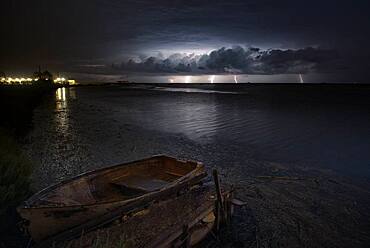 Thunderstorm in the Mediterranean off Tarragona the night of August 9-10, 2016, Sant Carle de la Rapita, Ebro Delta, Tarragona, Spain