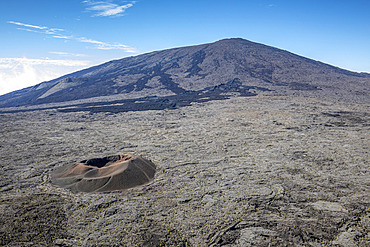 Piton de la Fournaise, one of the most active volcanoes on the planet, Reunion, overseas department and region of the French Republic and an Indian Ocean island in East Africa