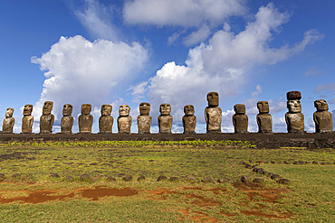 Ahu Tongariki, 15 Moai upright. Rapa Nui, Easter Island, Chile