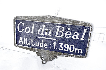 Beal pass in the snow, Livradois-Forez Regional Nature Park, Massif Central, France