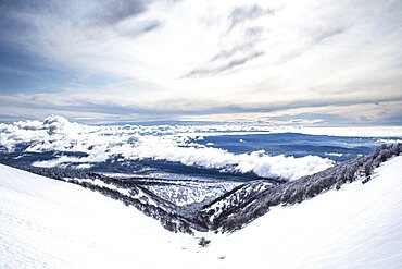 Snow-covered ridges of Mont Ventoux, Regional Nature Park, Vaucluse, France.