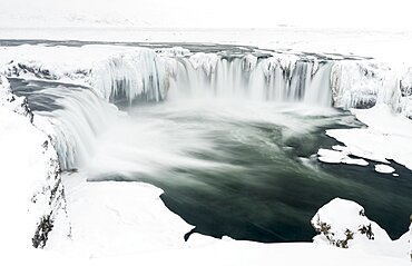 Godafoss during winter, Iceland. Godafoss one of the iconic waterfalls of Iceland during winter. europe, northern europe, iceland, February