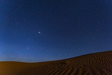 Sand dune at night, Merzouga, Morocco, Sahara desert