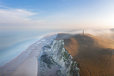 Cap Blanc-nez in the mist at sunrise, Opal Coast, Pas-de-Calais, France