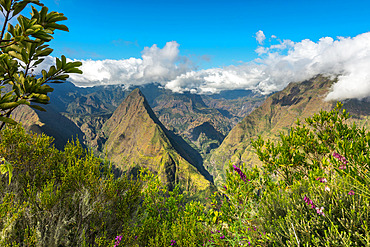 Mafate cirque from the Cap Noir, La Possession, Reunion Island, France