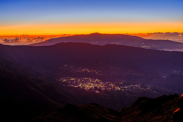 Piton de la Fournaise and Cilaos from the Grand Benare, Reunion Island, France