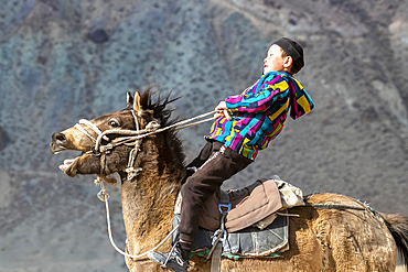 Riders at a game of Kok-boru (or Ulak-tartish or Buzkachi), Central Asian equestrian games at the Noorus festival, Kotchkor, Naryn Region, Kyrgyzstan