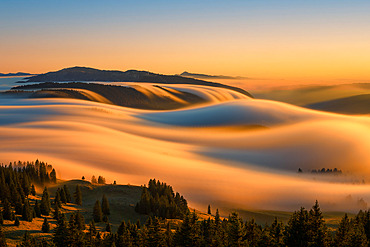 Sea of clouds over the Jura Mountains, Ain, France