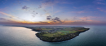 Panorama of Cap Gris-Nez at sunrise, Audinghen, Pas-de-Calais, Cote d'Opale, France