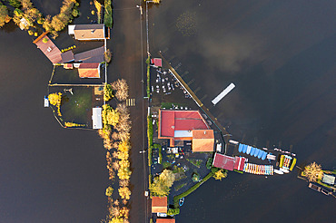 Lake d'Ardres overflows following intense rainfall, Pas-de-Calais, France, November 2023