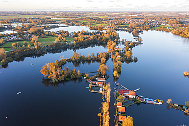 Lake d'Ardres overflows following intense rainfall, Pas-de-Calais, France, November 2023