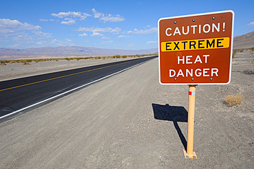 Extreme heat sign, Death valley, California