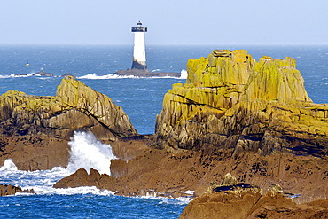 Pierre-de-Herpin lighthouse and Pointe du Grouin, Normandy, France