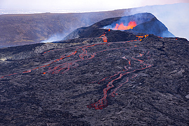 Eruption of the Fagradalsfjall volcano near Grindavik, Iceland