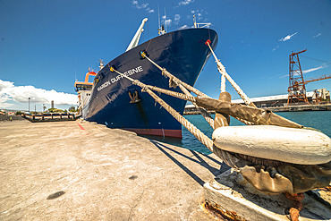 The Marion on Reunion Island. The Marion Dufresne, an oceanographic and logistics vessel, is the supply ship for the Subantarctic Islands. Here, she's docked at La Reunion.