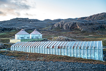 The Armor infrastructure. Remains of the Armor fish farm, built in 1984 to produce top-quality salmon, a project later abandoned. Grande Terre, Kerguelen archipelago.