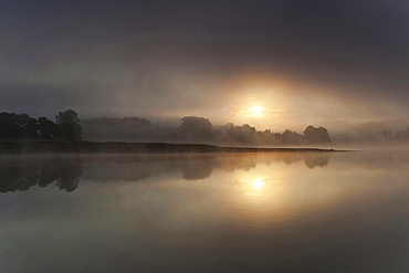 lake in morning mist nature summer mood barrage of Pohl Vogtland Saxony Germany Nature Scenery