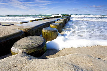 groyne in Baltic sea water surf foam nature Mecklenburg-Vorpommern Germany Nature Ocean Scenery