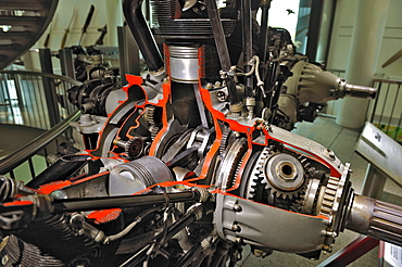 airplane engine radial engine BMW 132 of 1935 shown in exhibition in the German museum Munich Bavaria Germany