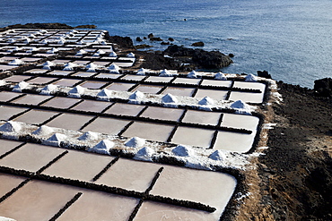 salt-works Salinas de Punta Larga on coast by sea outdoors Pueblo Fuencaliente Isla La Palma Pronvincia Santa Cruz Canary Islands Spain Europe