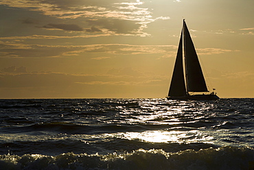 sailing boat at sunset sea mood Hiddensee Mecklenburg-Western Pomerania Germany Europe