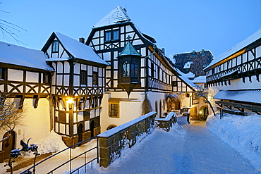 Wartburg Castle in winter panorama  