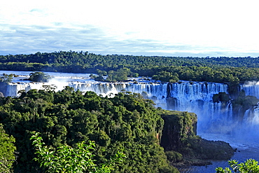 South America Brazil landscape waterfalls Iguacu Falls Iguazu Falls water foaming falling river Parana River rainforest