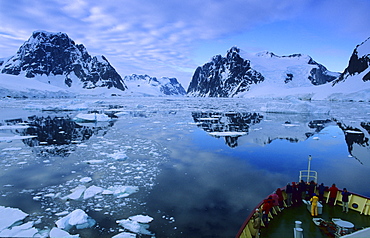 Early morning scenery of the Antarctic Peninsula.  Lemaire Channel, Antarctic Peninsula, Antarctica.