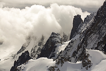 Mont Blanc Du Tacul from the Aiguille Du midi, above Chamonix, France.