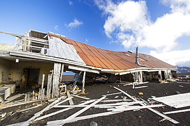 The old British Antarctic Survey station on Deception Island in the South Shetland Islands off the Antarctic Peninsular which is an active volcanic caldera. It was abandoned in 1967 when it was over run by a volcanic eruption.