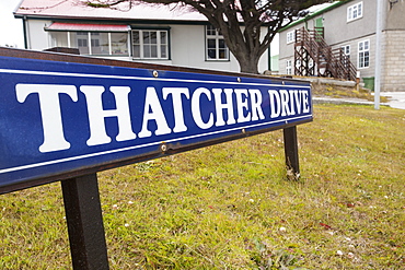 Thatcher Drive in Port Stanley, the capital of the Falkland Islands, named after Margaret Thatcher took the decision to liberate the Falklands after the Argentine invasion.